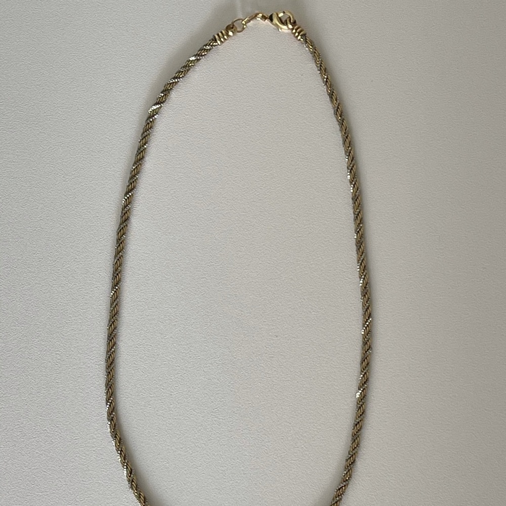 Two Tone Rope Chain Necklace 18K Gold Filled 18”